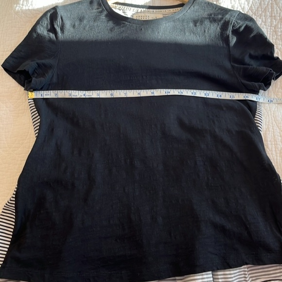 Kate Spade Broome Street Peplum Tee Ruffle Black White Stripe Sz XS 100% Cotton - Picture 7 of 9